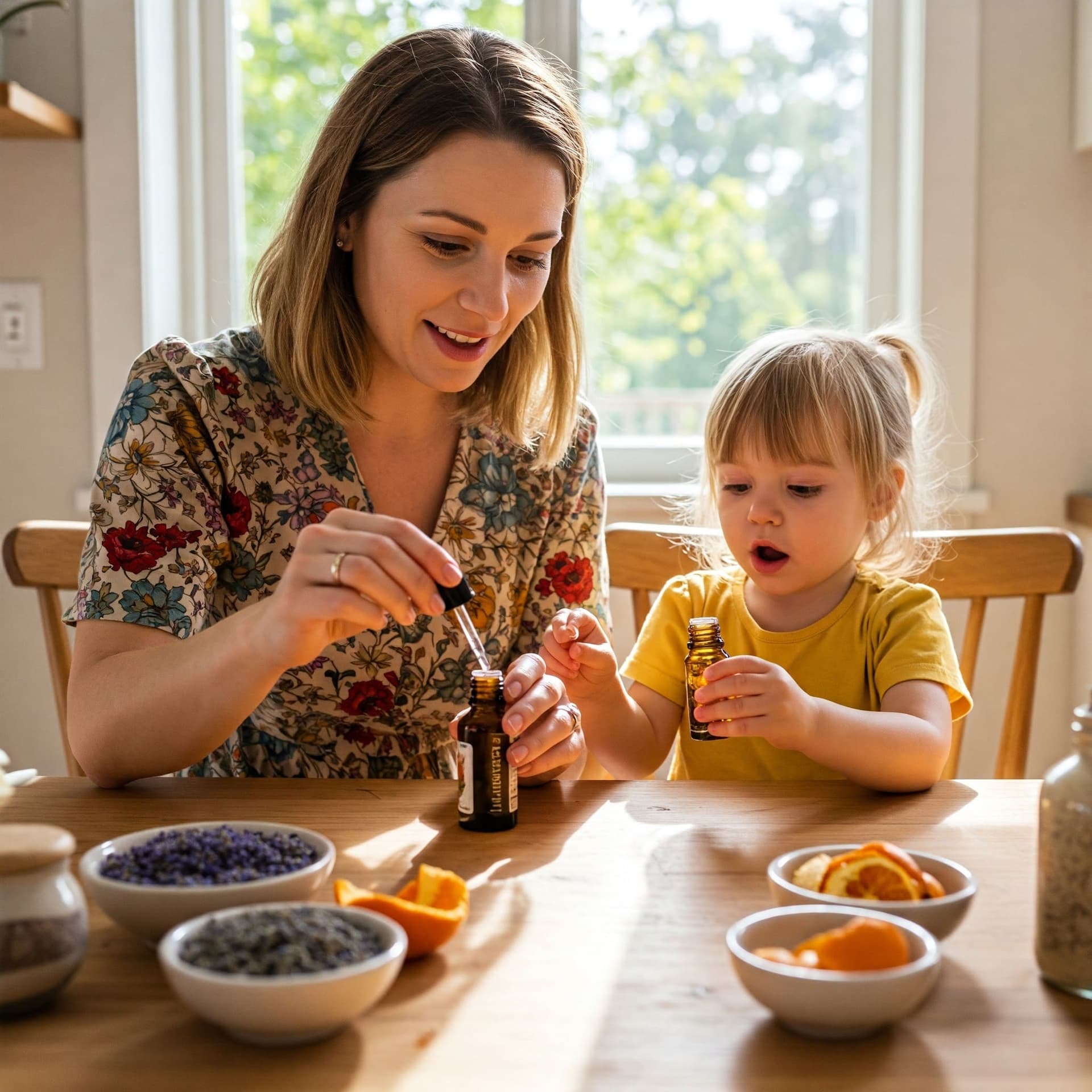 Illustration zum Umgang mit Duftprodukten im Familienalltag.