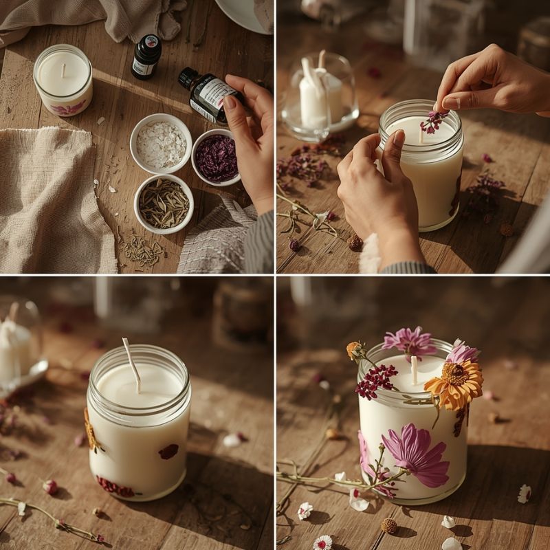 Botanical Candle selber machen: So gießt du deine eigene Duftkerze mit Blüten – nachhaltig, kreativ und perfekt als Geschenk. DIY Duftkerze mit getrockneten Blumen – Schritt-für-Schritt-Anleitung vom Material bis zur fertigen Botanical Candle im Glas.